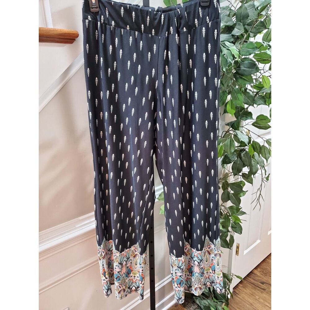 New Directions Women Black Polyester High Rise Straight Fit Trouser Pant Size 1X